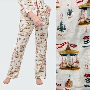 The Lazy Poet Emma Novelty Christmas Fair Printed Cotton Pajama Pants